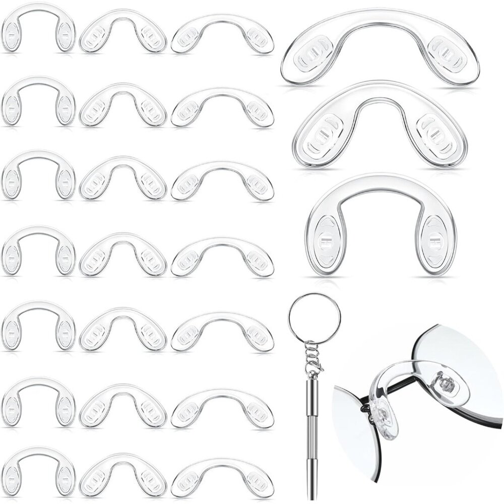 24 Pieces 3 Size Eyeglasses Nose Pads U Shaped Screw 42mm 32mm 28mm in Eyeglasse